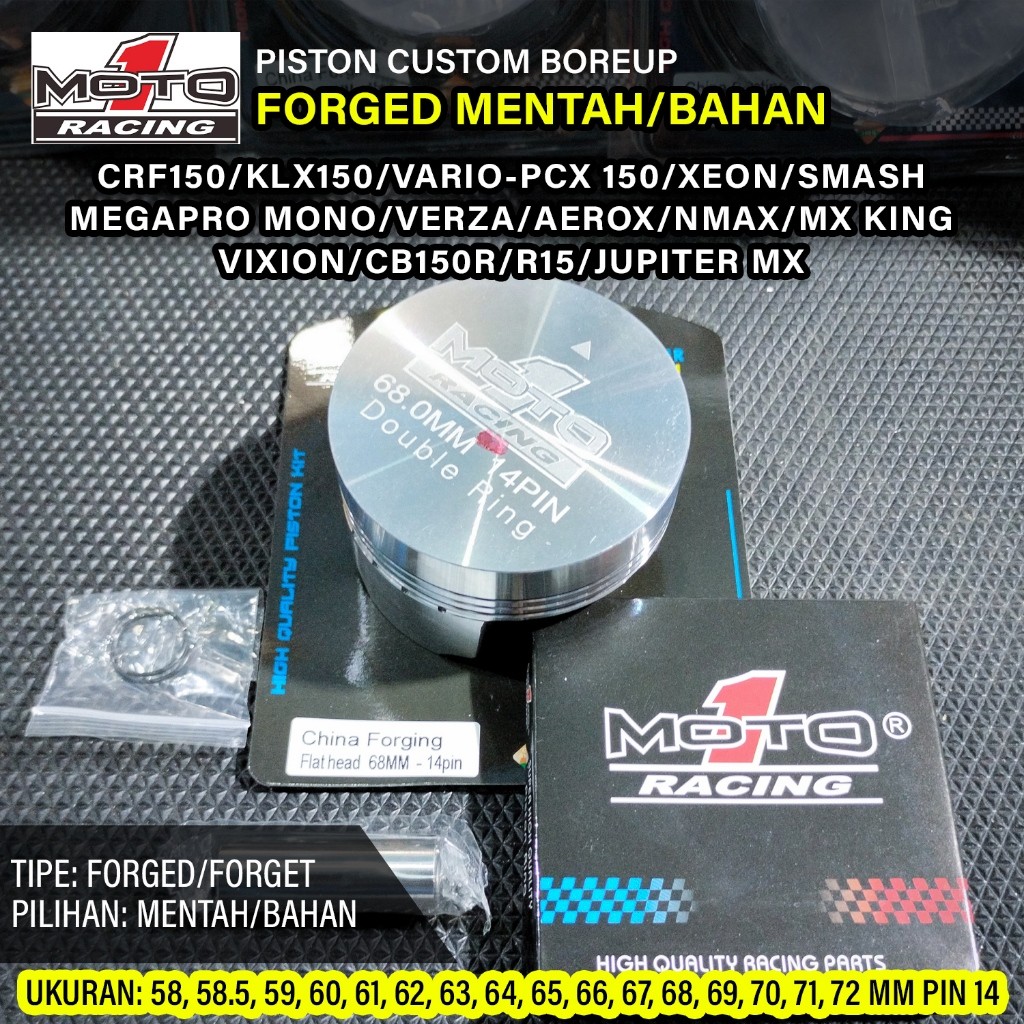 Seher Kit Moto1 Pen 14 Forged Ukuran 58/58.5/59/60/61/62/63/64/65/66/67/68/69/70/71/72 MM Piston Men