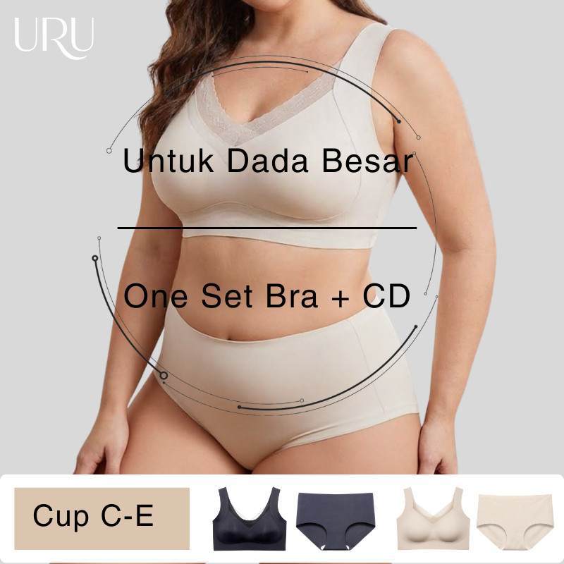 URU [1 SET] Signature  jumbo Seamless Bundle Pack | Bra Tanpa Kawat Anti Jiplak CD Nylon beha bh cup