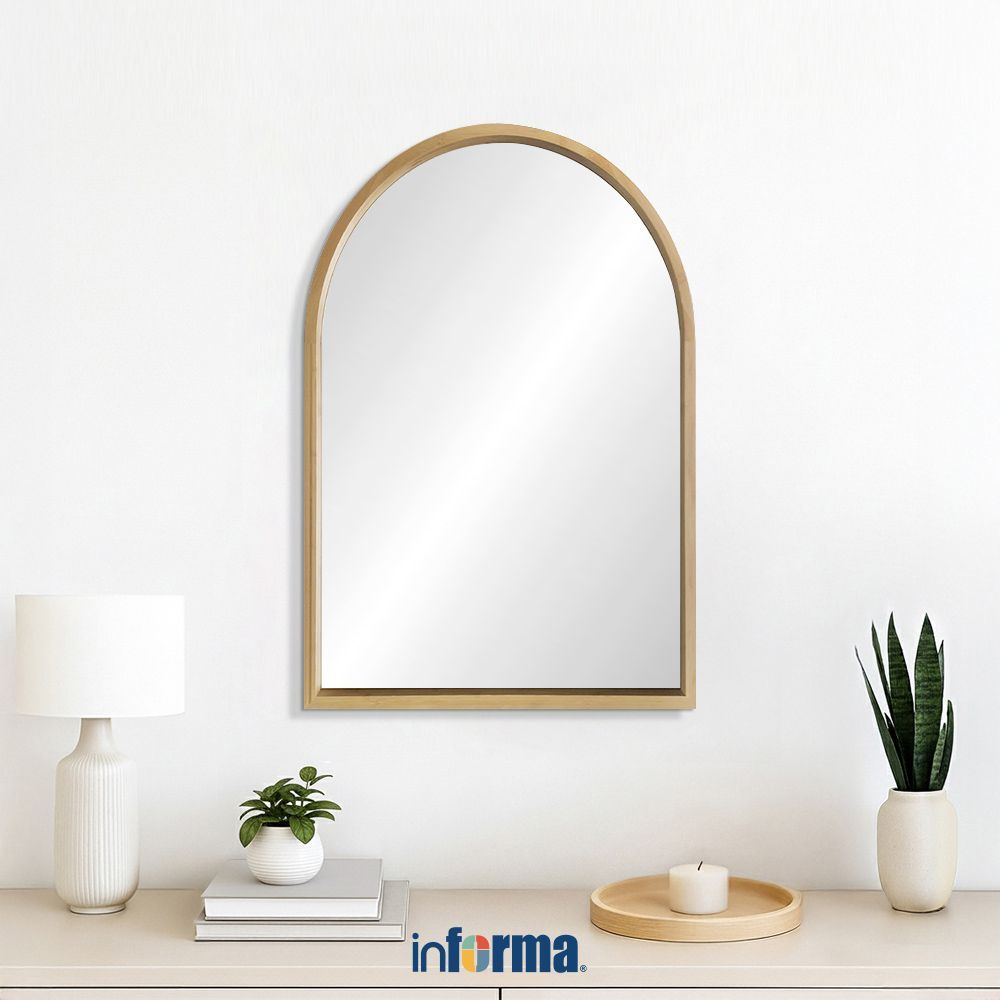 Informa 60X90 cm Arch Cermin Dinding Wooden Wall Mirror Kaca Dinding Dekorasi Rumah Cafe Resto Hotel