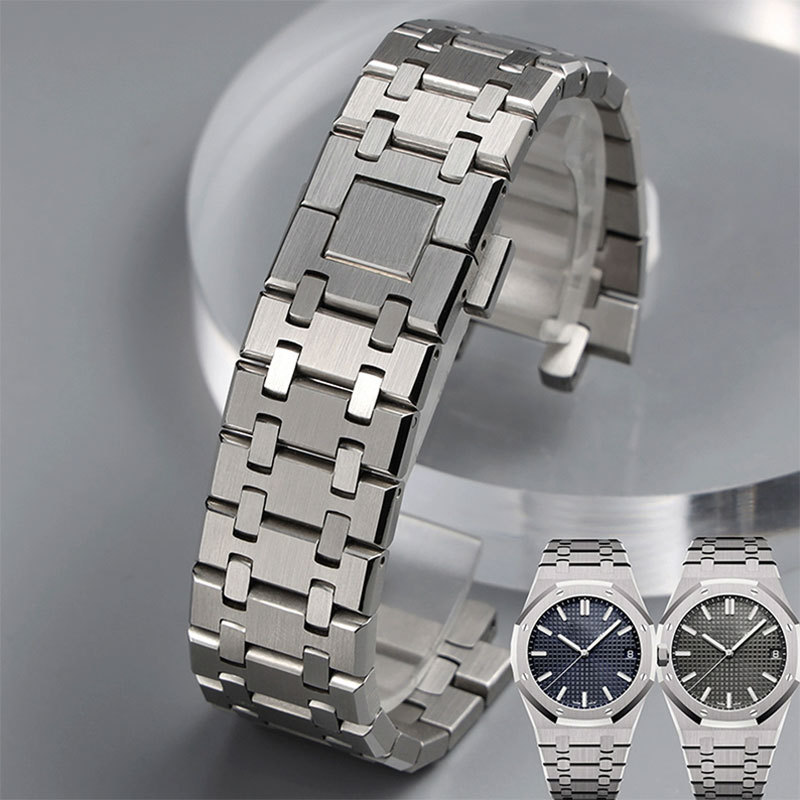 Fog Buckle Strap For AP ROYAL OAK 15400 26331 15500 Men Women Full Stainless Steel 26mm Watband Trat