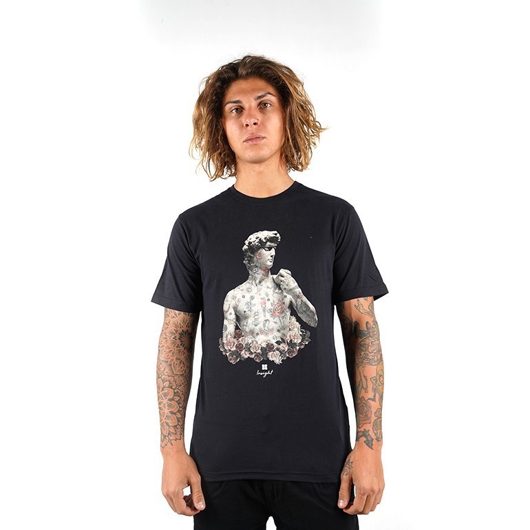 ORI  Insight Kaos Pria Lengan Pendek Hitam Renaisan Tee Planet Surf Tee