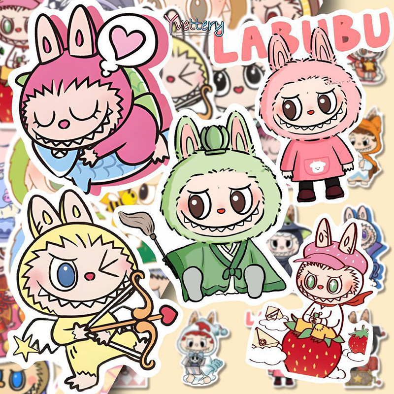 Cod Stiker Dekoratif Buku Catatan Stiker Buku Besar Kartun Lucu Stiker Labubu-Yy
