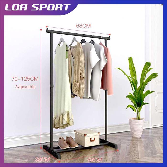 Rak Stand Baju Gantung Pipa Besi Adjustable Telescopic
