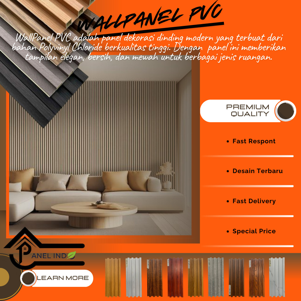Panel Indo  WPC Wall Panel (INSTANT BANDUNG) Dekorasi Dinding/2.9Mtr Wallpanel PVC Dinding Aestetic/