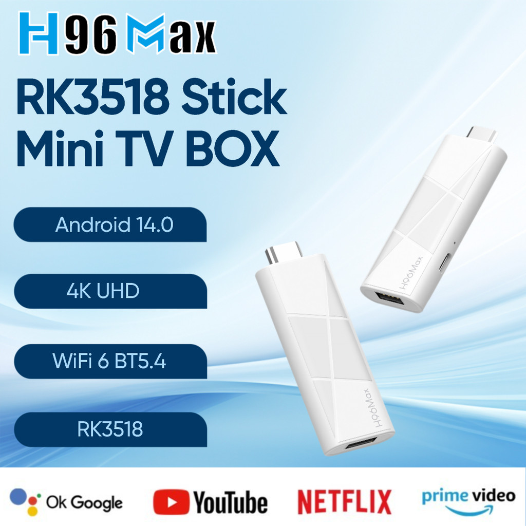 H96 MAX RK3518  TV Stick Android 14.0 White Black Mini TV BOX 4K WiFi 6 BT5.4 8GB/16GB Google Voice 