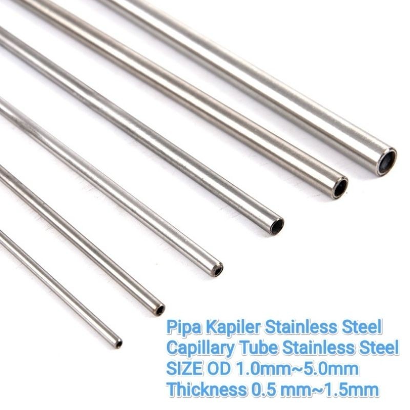 Pipa Kapiler Stainless 304, Pipa Tubing OD 1mm, 2mm, 3mm, 4mm L 250MM