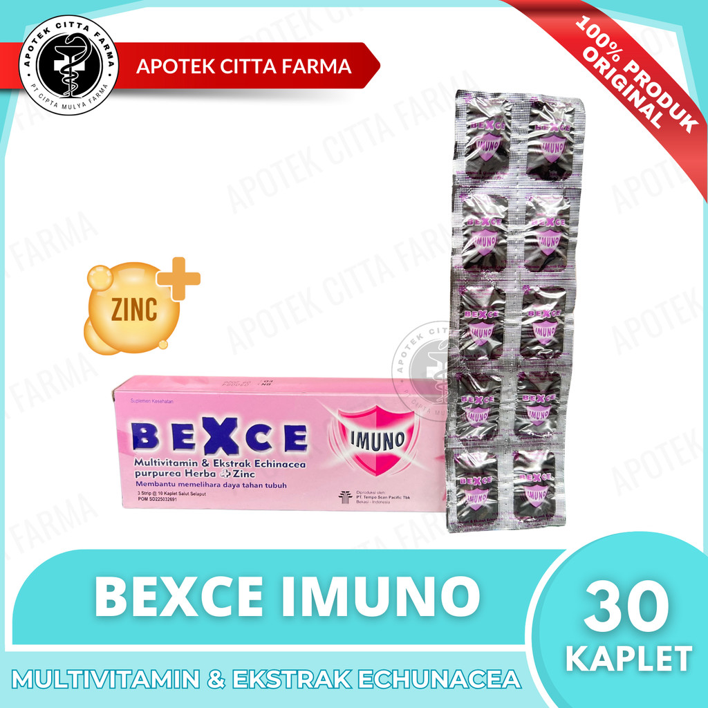 Bexce Imuno Kaplet Salut Selaput 1 Box @ 30 Kaplet - Echinacea Purpurea / Vitamin C / D3 / E /Zinc /