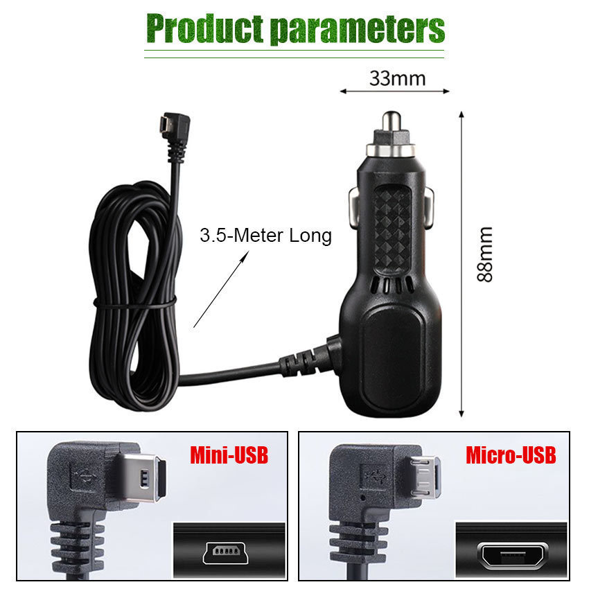 Charger Kamera Mobil Dashcam Adaptor 2USB Mini Usb / Micro