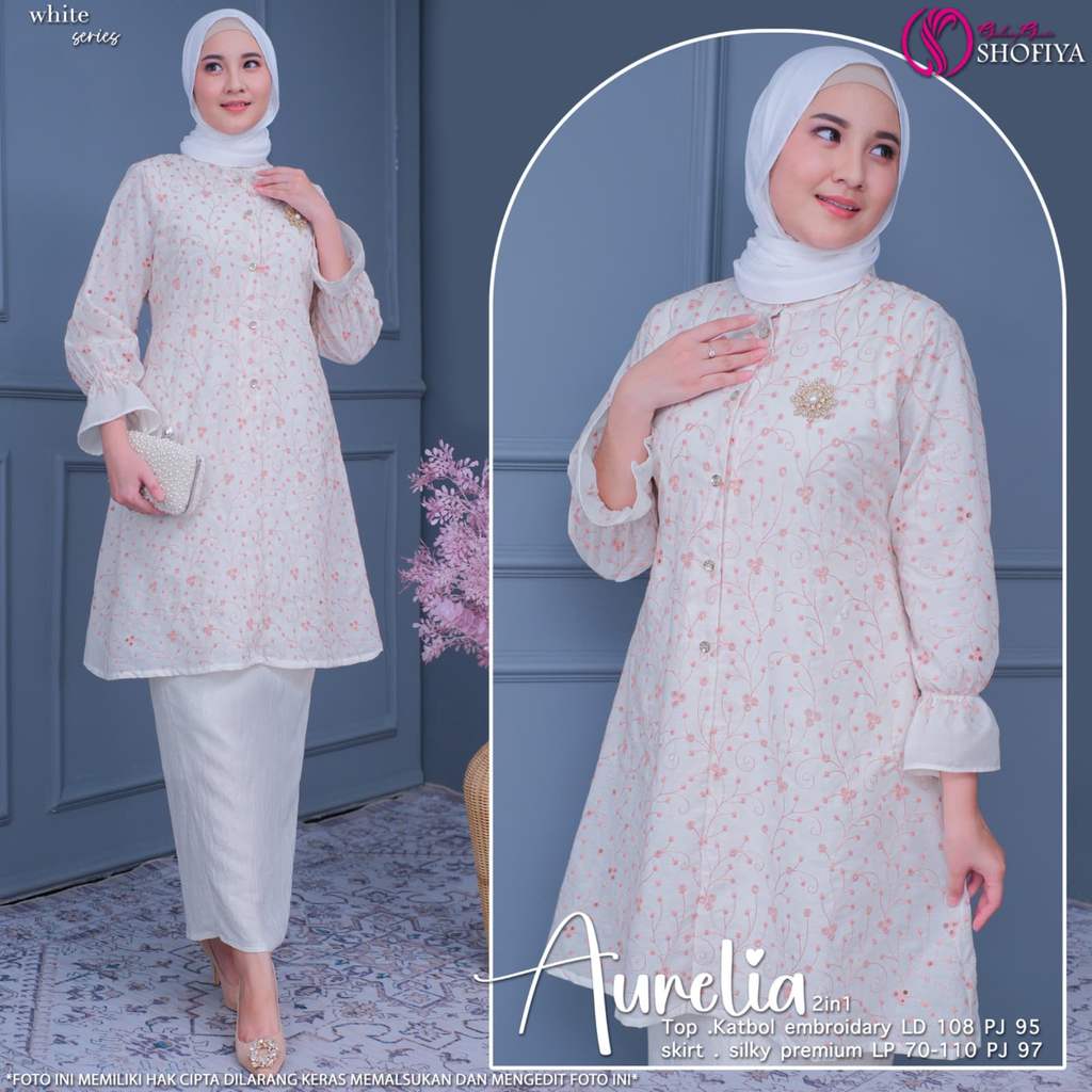 SHOFIYA OFFICIAL STORE AURELIA ONESET WANITA MUSLIM TERBARU SETELAN ROK SILKY ATASAN KATUN MEWAH