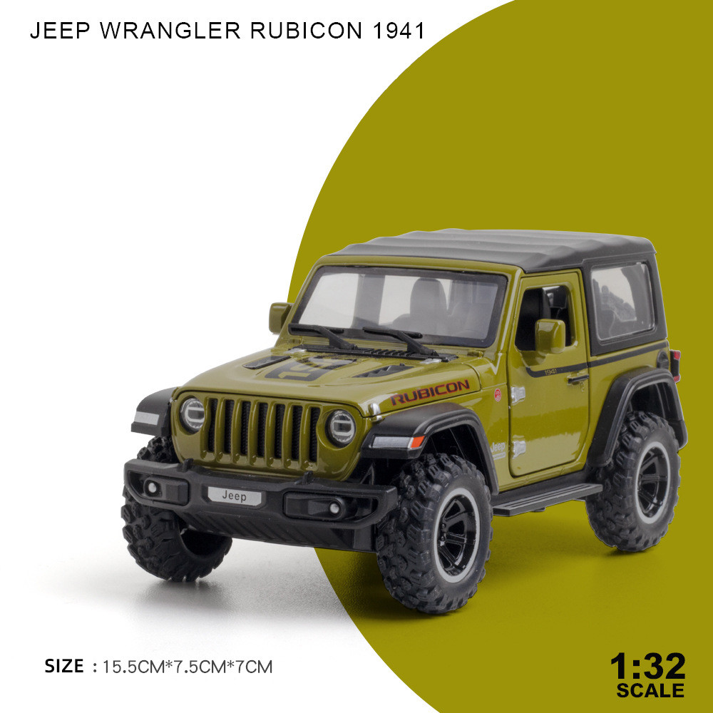 1/32 Jeep Wrangler Rubicon Alloy Model Car Metal Diecast Collection Vehicle Simulation Sound & Light