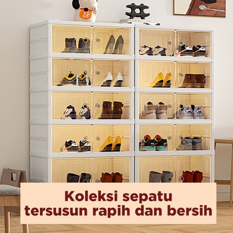 Landici Rak Sepatu Akrilik Tebal/Lemari Tas Dan Sepatu Besar/Rak Sepatu Susun Dapat Dilipat/Lemari