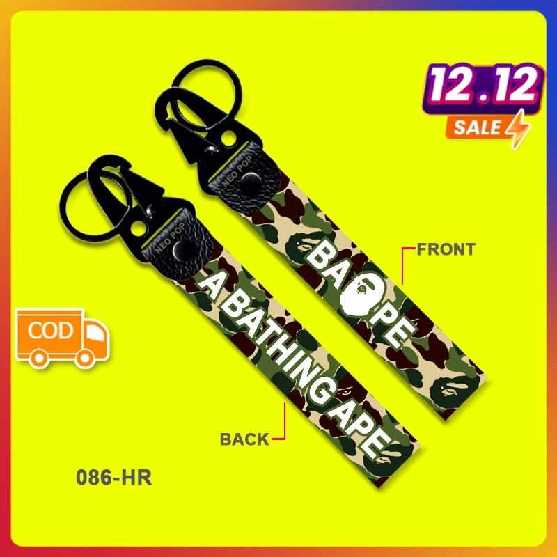 GANTUNGAN KUNCI PREMIUM LOGO BRAND A BATHING APE KEYCHAIN SEPEDAH MOTOR MOBIL KEREN LOGO BAPE CAMO S