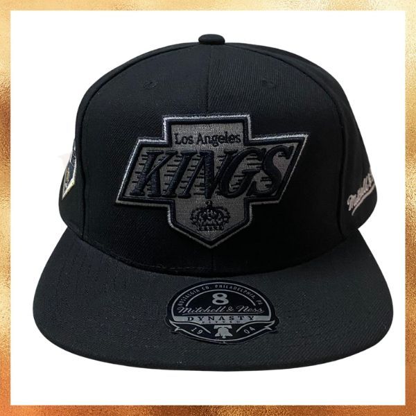 Topi Mitchell And Ness NHL Los Angeles LA Kings Black Hockey Fitted Hat Original
