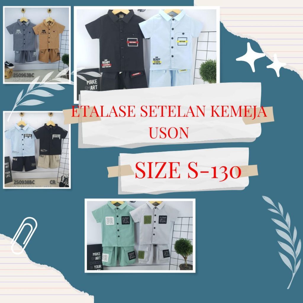IB KIDS [BISA COD] ETALASE SETELAN KEMEJA ANAK COWOK USON SIZE S-130