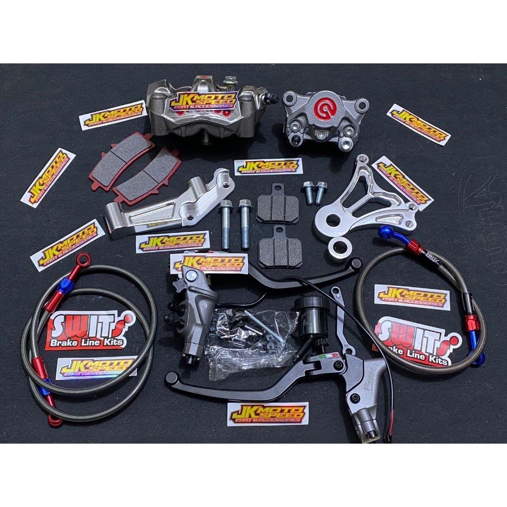 PAKET MURAH  NINJA R rr ss krr zx KALIPER BREKET CAKRAM MASTER REM VIETNAM SELANG REM KARBON 4 PISTO