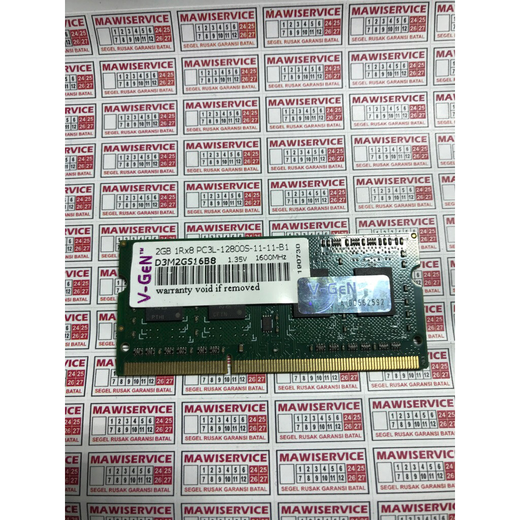 Ram laptop ddr 3 v-gen 1rx8 Pc3L-12800s 2gb