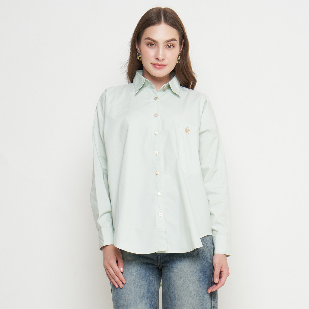 Cassia - Oversized Shirt With Emblem in Sage