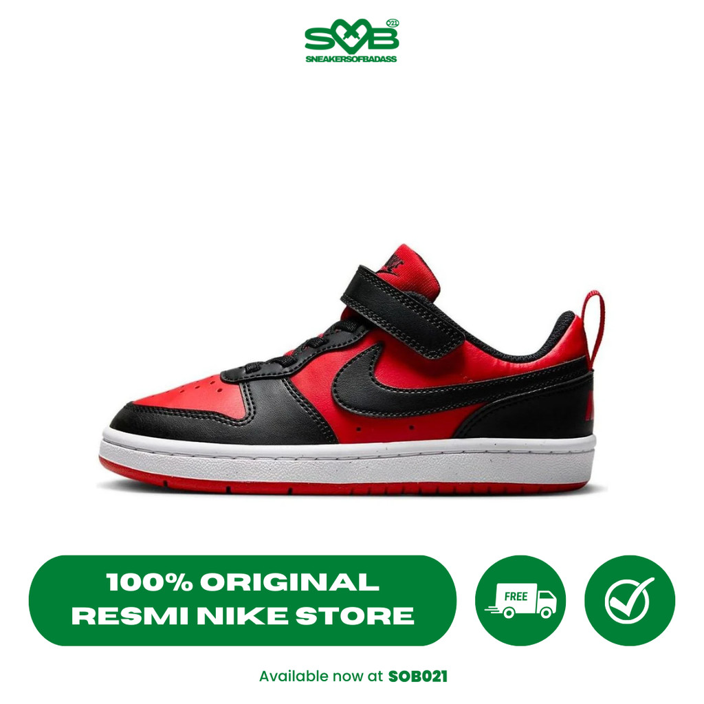 Sepatu Sneakers Nike Baby/Toddler Court Borough Low Recraft 'University Red Black' - DV5457-600