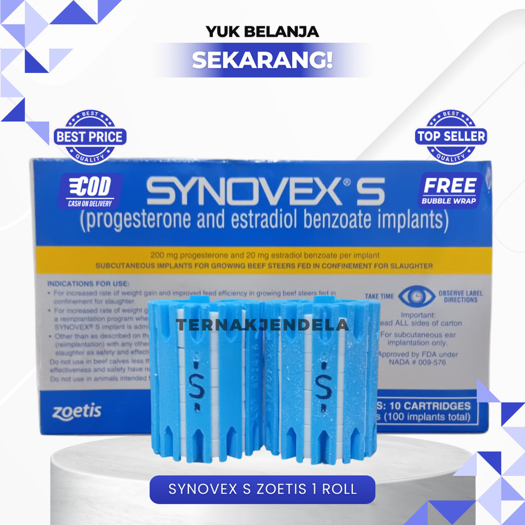 Synovex S Zoetis 1 Roll - Implan untuk pemacu pertumbuhan ternak pada sapi Jantan