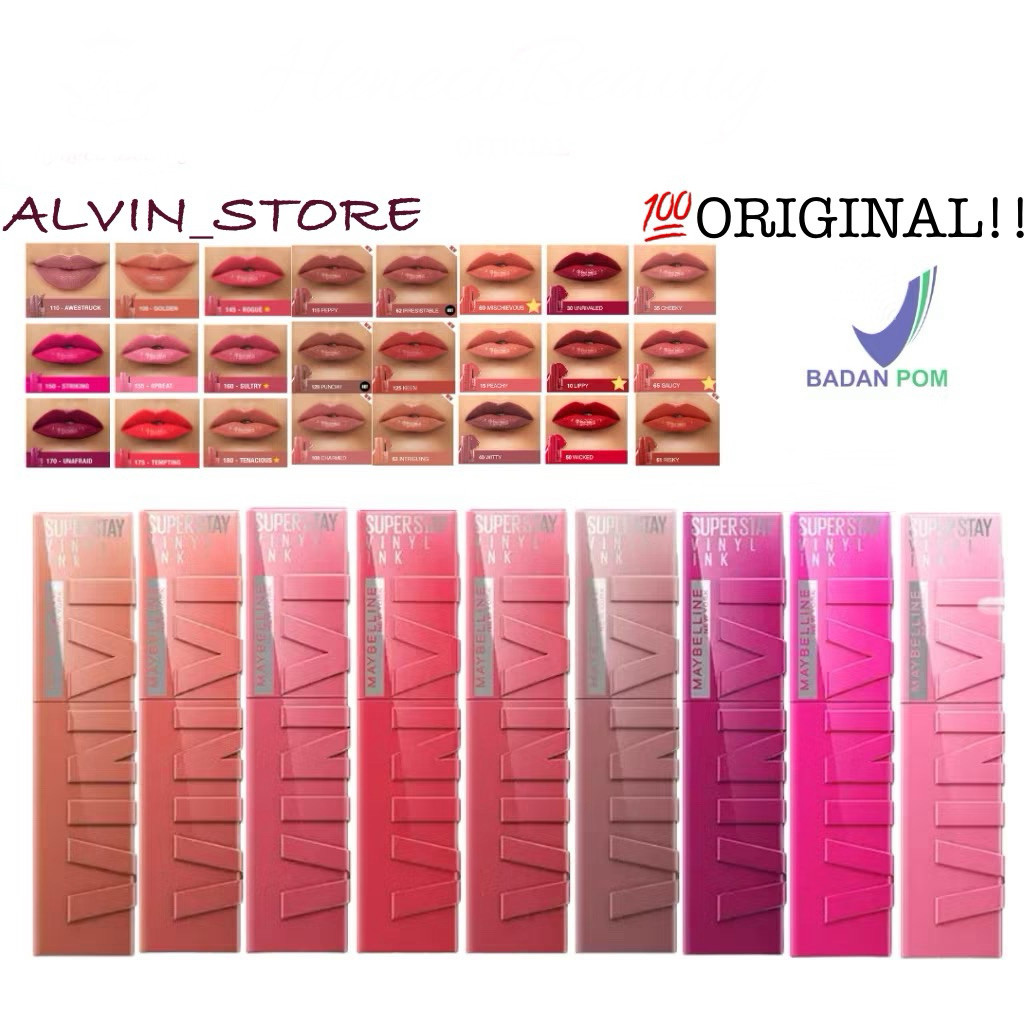 DISKON  Maybelline Superstay Vinyl Ink Lip Tint transferproof Liquid Lipstik Lipcream Lipstik Stay  