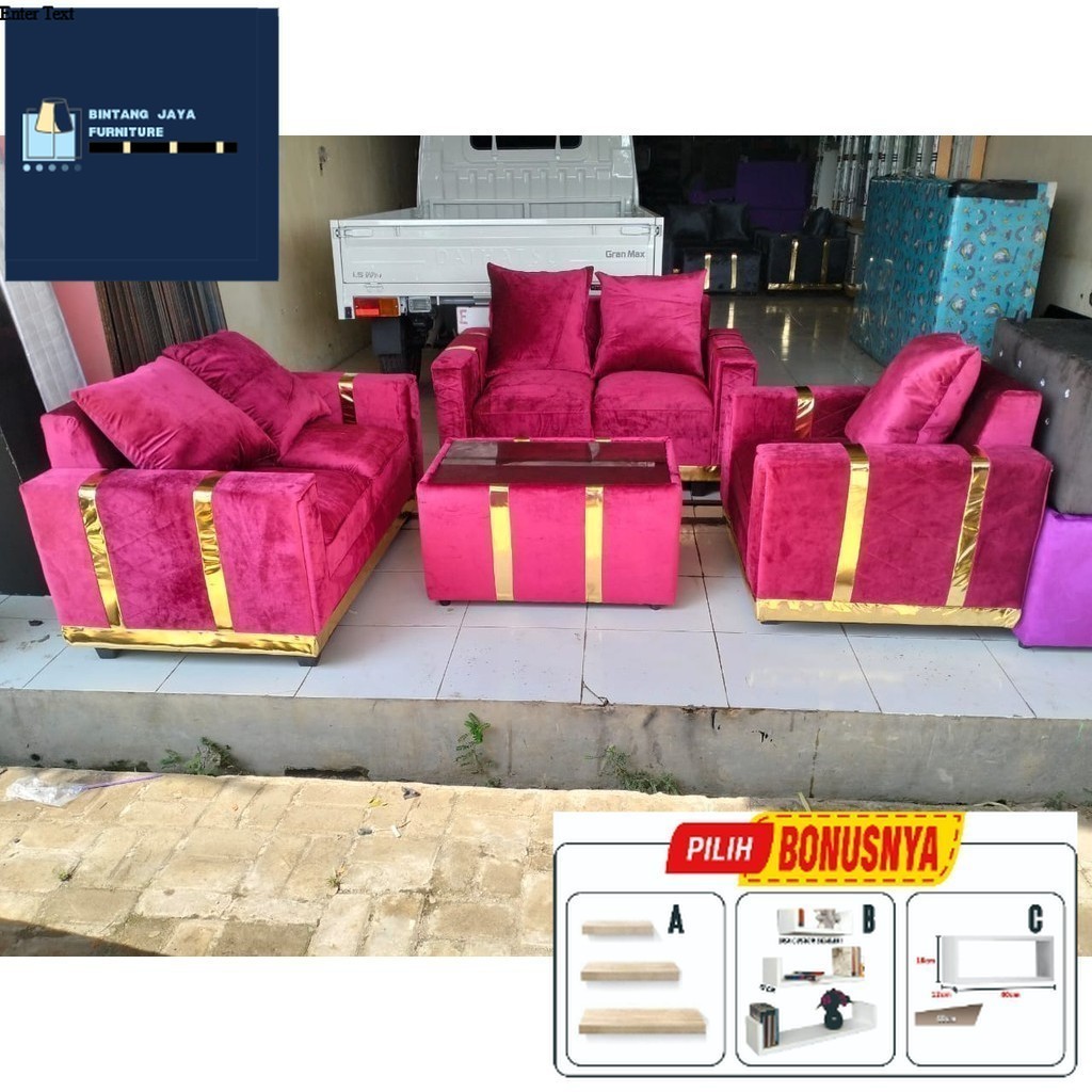 Sofa Minimalis LIST GOLD sofa warna pink