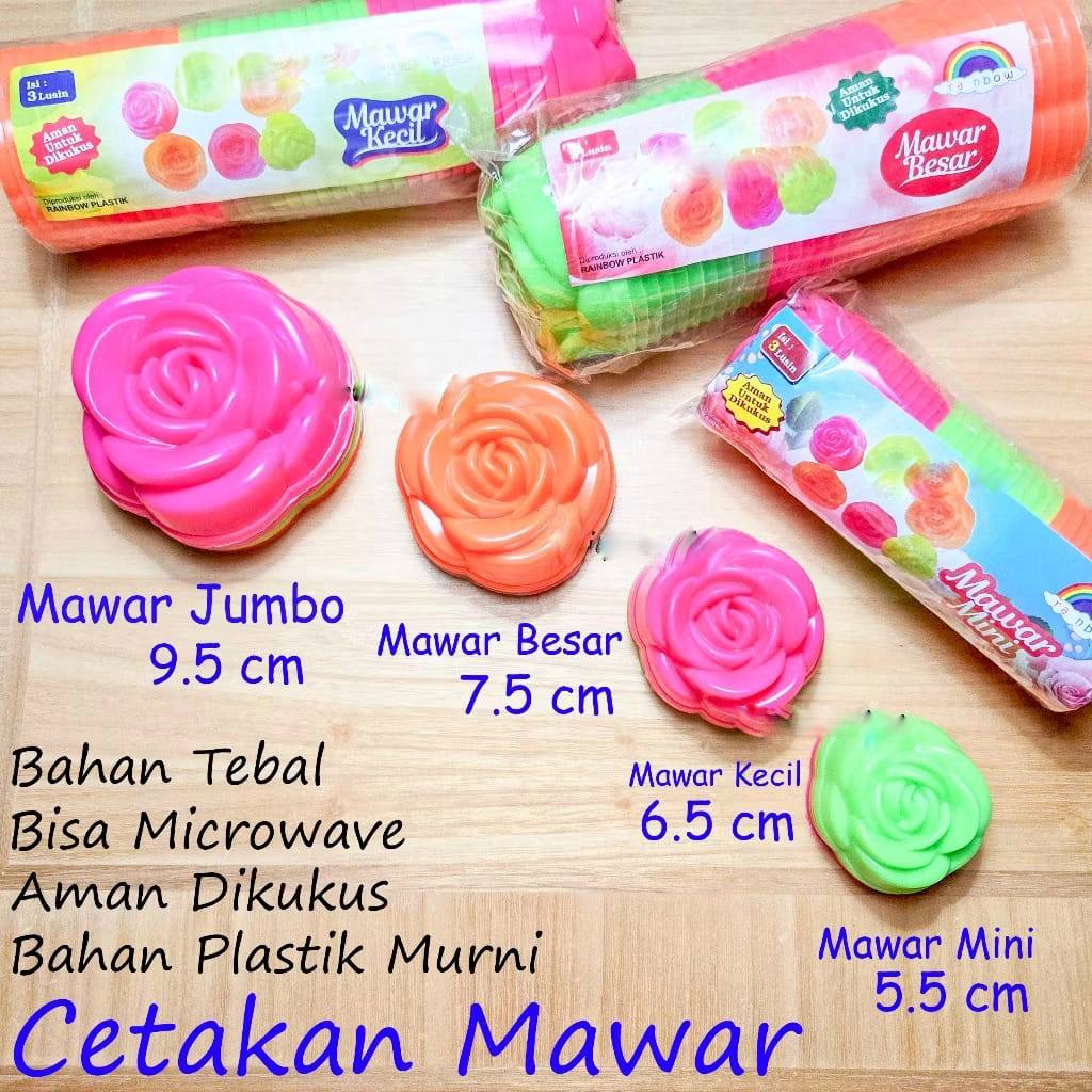 Cetakan Puding Bunga Mawar Plastik isi 12pcs / Cetakan Pudding Flower Rose / Loyang Bolu Kukus