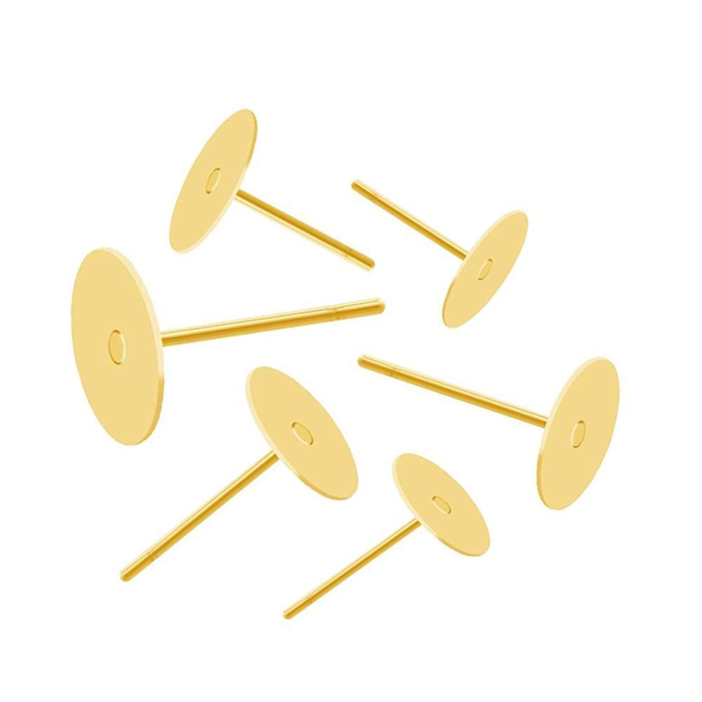 100pcs 3mm-12mm Hypoallergenic Stainless Steel Earrings Posts Flat Pad Blank Earring Pin Studs for J