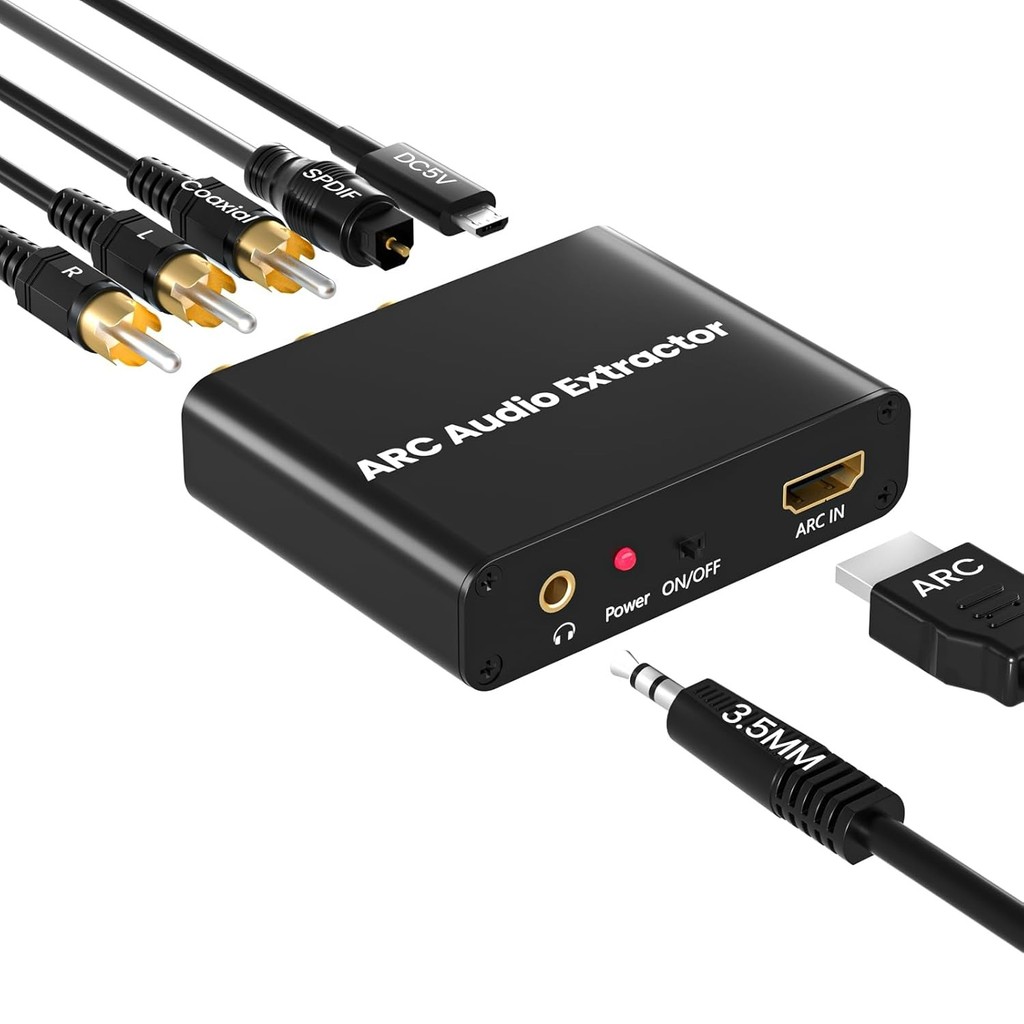 192KHz ARC Auo Extractor HDMI-compatible ARC to Optical Coaxial RCA 3.5mm Jack Converter for HDTV Sp
