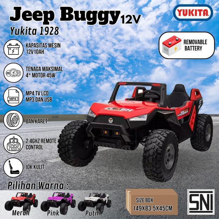Mainan Anak Mobilan Aki Yukita 1928 Jeep Beach Buggy Offroad Remote Rc Control Dewasa Led Ban - mera