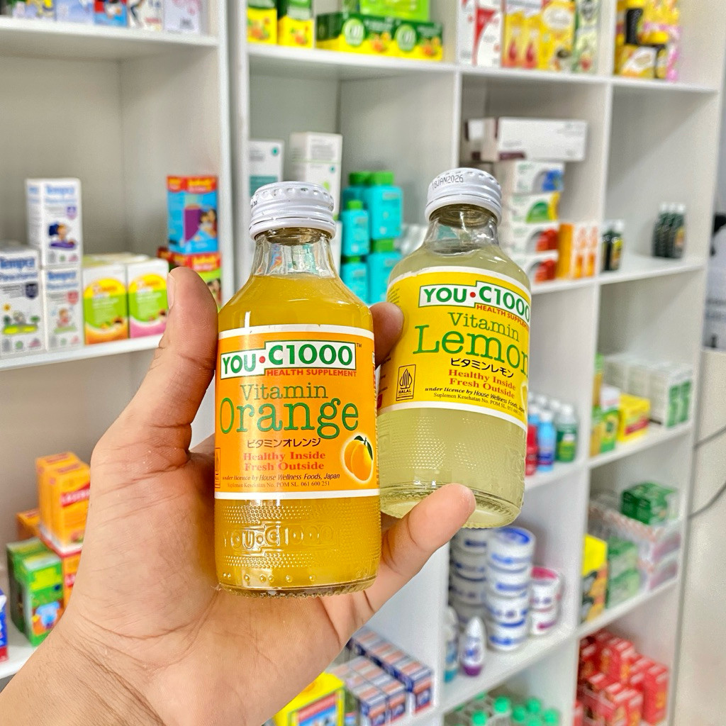 YOU C 1000 ORANGE & LEMON BOTOL KACA 140 ML / C 1000 BOTOL