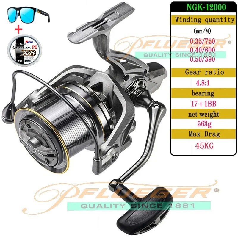 Big Spinning 50KG Fishing Reel 14000-8000 9000 10000 12000 Deep sea fishing pflueger SPINNING REEL