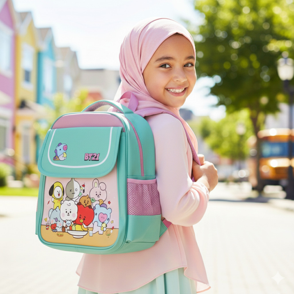 Tas Sekolah Anak Perempuan Dan Laki Laki ANTI AIR PAUD TK SD Ransel Import Lucu BT21 / Tas Sekolah B