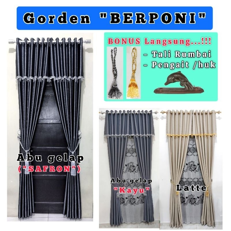 PROMO  BERPONI gorden Blackout tebal da mewah gordyn korden kordeng tirai minimalis