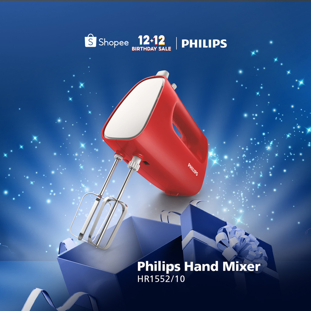 Mixer Philips -  HR1552/10 - Hand Mixer - Mikser Philips - Mixer Pencampur - Mixer Kue - Merah