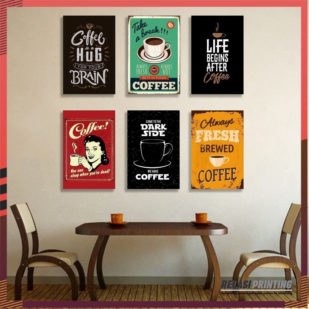 aesthetic  dekorasi   15 X 20 cm & 20X 30 cm Warkop     Kopi Coffeshop Keren    Poster   Pajangan