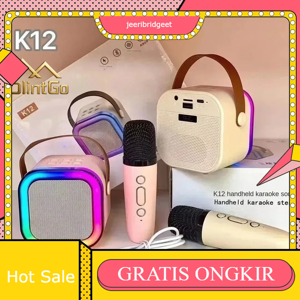 Speaker Bluetooth Mic Wireless Karaoke Portable Dual Mic Karaoke Rumahan Mini Speaker Set Lengkap