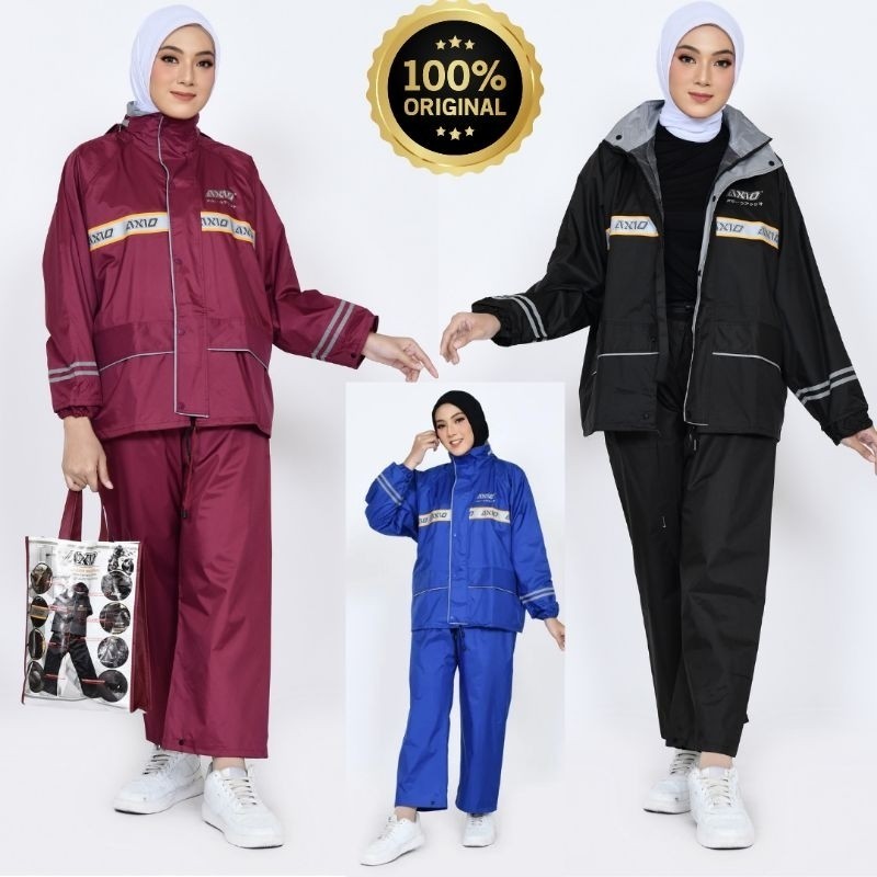 promo JAS HUJAN AXIO 100% ORIGINAL DIJAMIN LEBIH TEBAL SIZE S M L XL XXL XXXL LENGKAP GARANSI ANTI B
