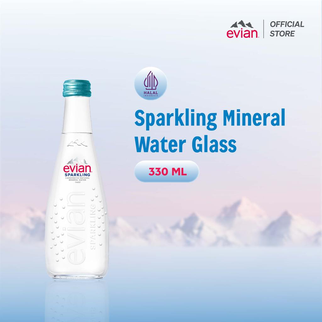 Evian Sparkling Mineral Water Glass 330ml