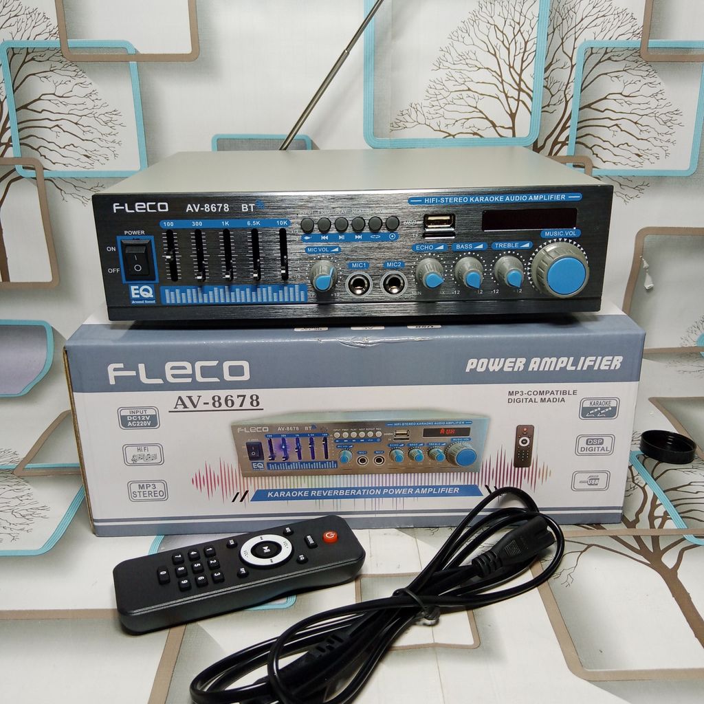 Amplifier Bluetooth Sunbuck Audio Fleco AV-8678 BT BISA BASS + TREBEL + BLUETOOTH + ECHO + AMPLI MOB