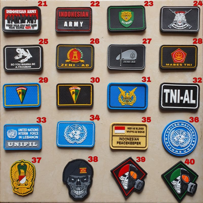 GHOST COLLECTION - PATCH RUBBER LOGO TNI AD - EKAPAKSI - TNI AU - TNI AL - KOSTRAD - KOPASSUS - INFA