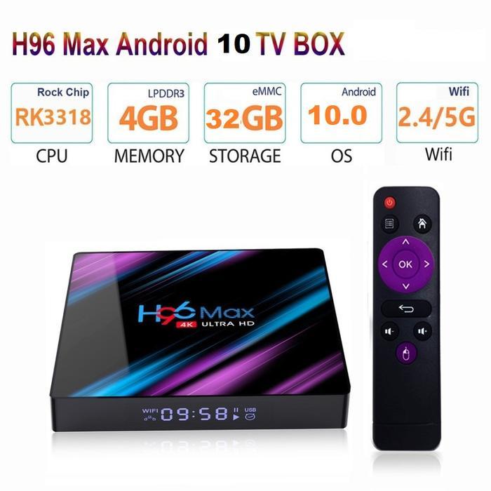 H96 Max 4GB/64GB Android 10.0 STB Android TV Box RK3318 Quad Core - H96 MAX 4/32GB