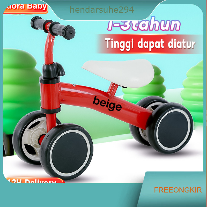 Sepeda dorong anak balance bike bahan ramah kulit bercahaya musik bayi berusia 1-6 tahun