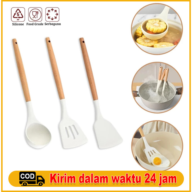 3pcs Alat Masak Silicone Cooking Utensil/spatula Silikon Tahan Panas/spatula Set Silikon Tahan Panas
