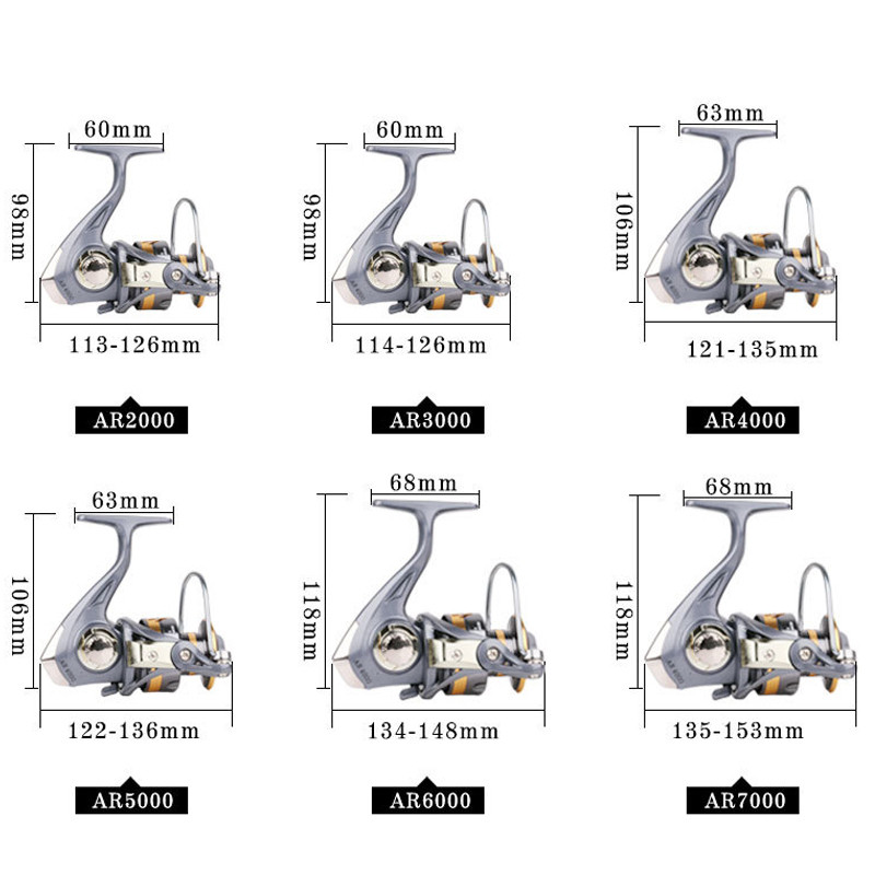 DEUKIO Fishing Reel AR2000-7000 Spinning Reel Metal Spool Max Drag 12KG Saltwater Reel Fishing Acces