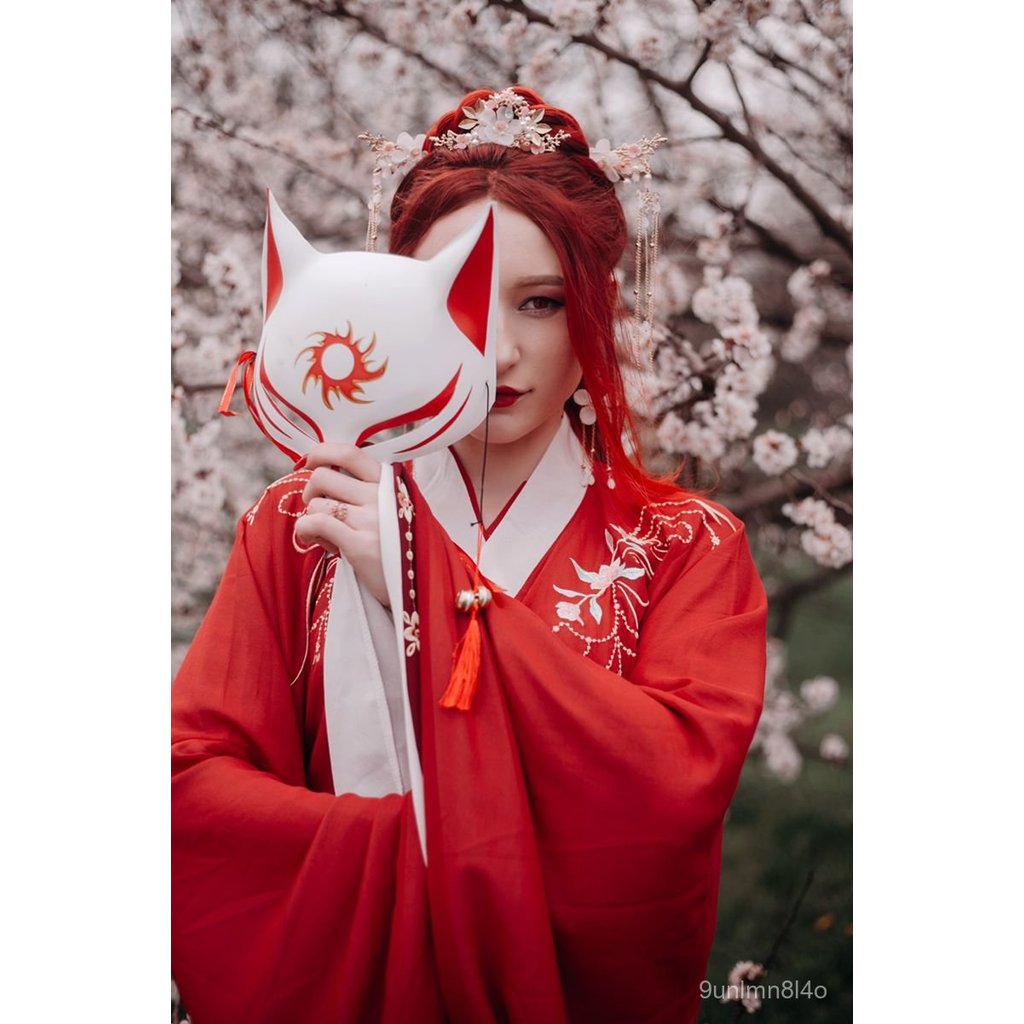 Topeng Retro Jepang Berbentuk Wajah Rubah Plastik Setengah Wajah Kucing