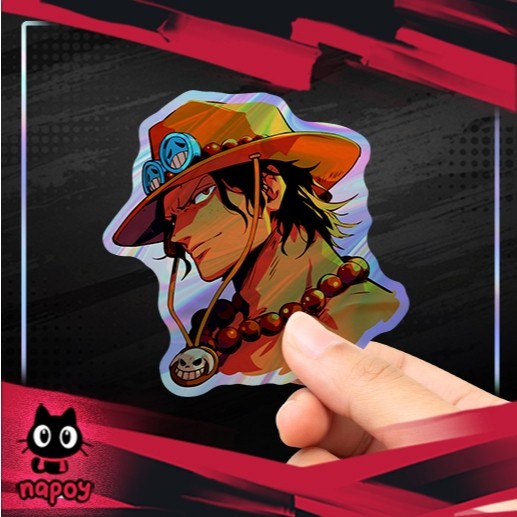 Stiker Hologram Anime One Piece Ace