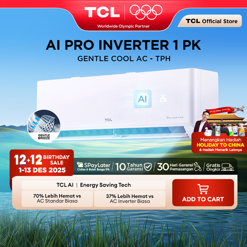 TCL AC Inverter 1 PK - Gentle Breeze - Healthy Filter - Hemat Listrik - Anti Bising - Cepat Dingin -