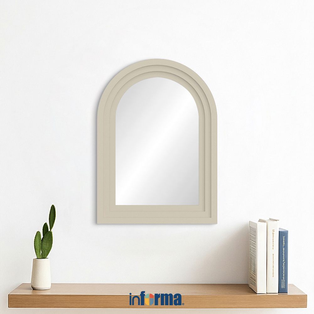 Informa 40X55 cm Cermin Dinding Wm16 - Putih Wall Mirror Minimalis Modern Estetik Kaca Hias Kamar Ti