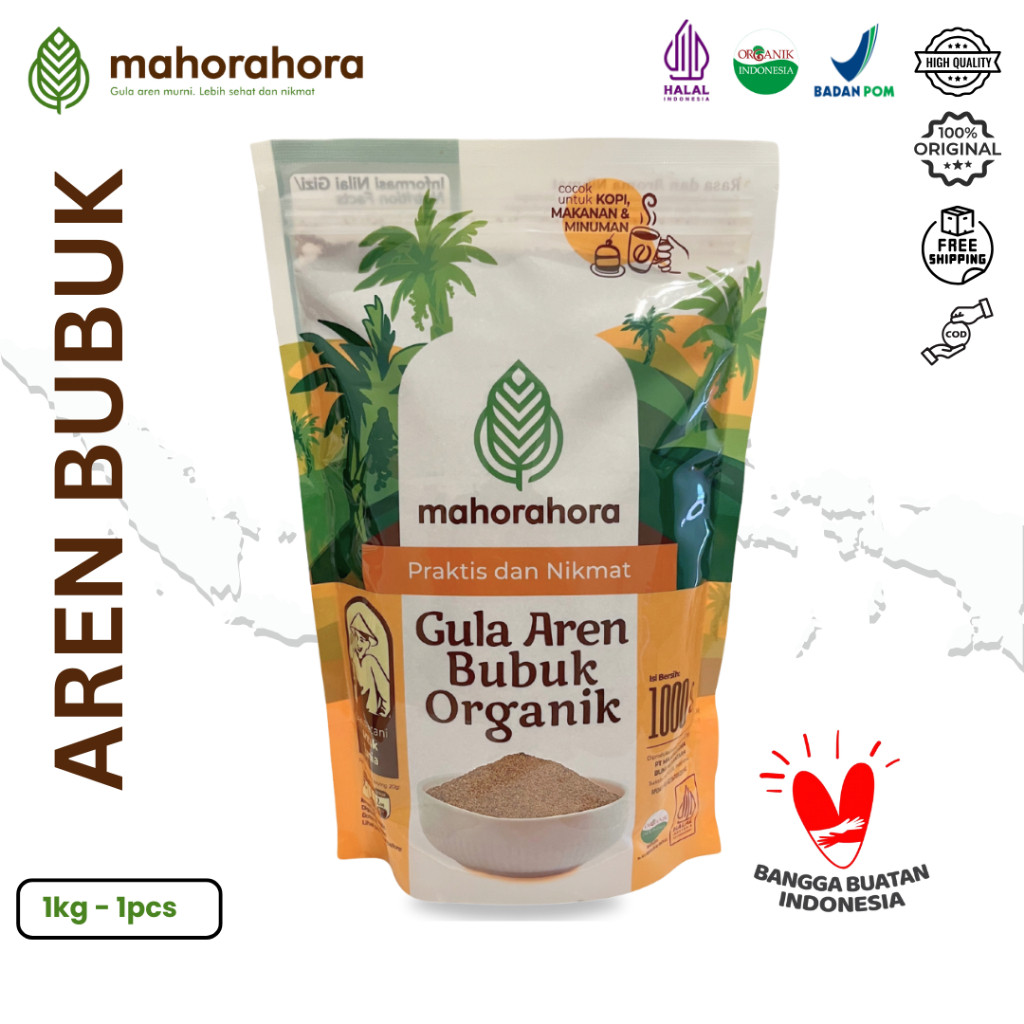 [JODO GROSIR] Mahorahora Gula Aren Murni Bubuk 1 Kg (Palm Sugar/ Gula Semut) Organik, Premium, Low G