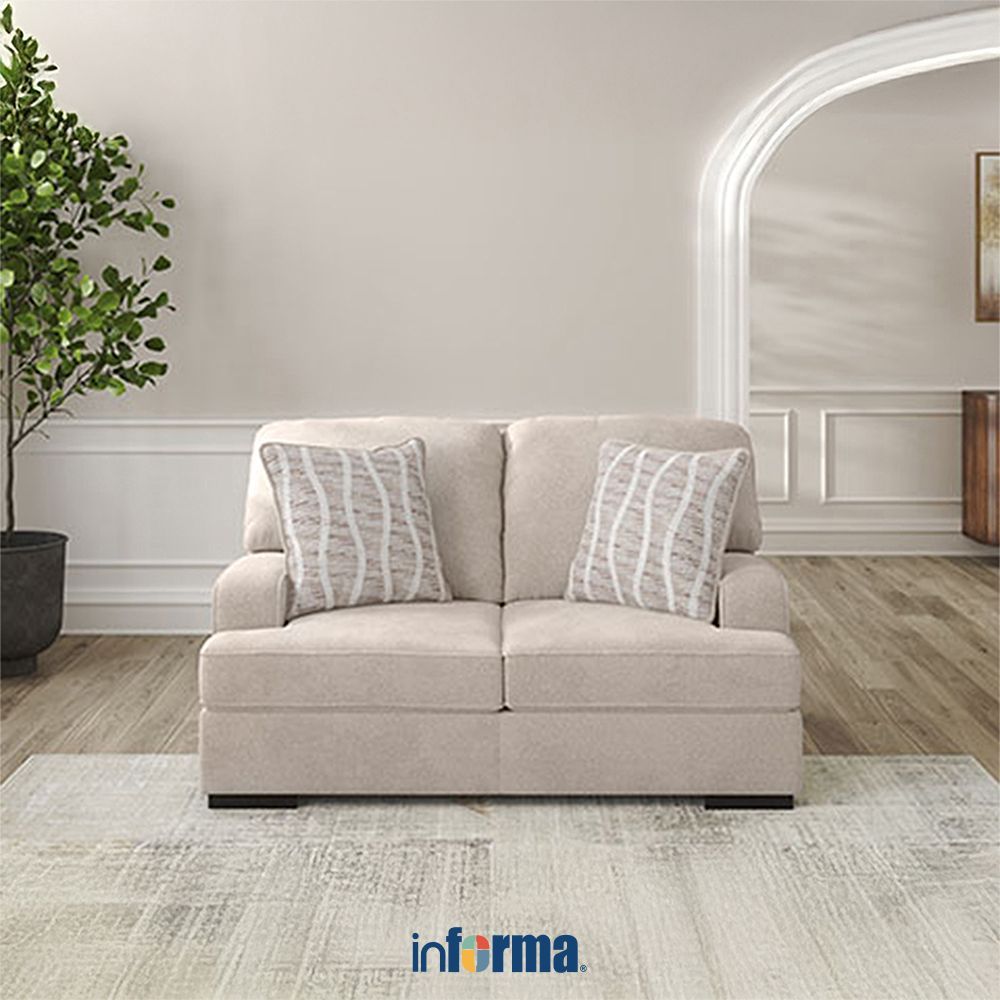 Informa Ashley High Profile Sofa Fabric 2 Seater - Krem Beige Sofa Ruang Tamu Sofa Seater Sofa Moder